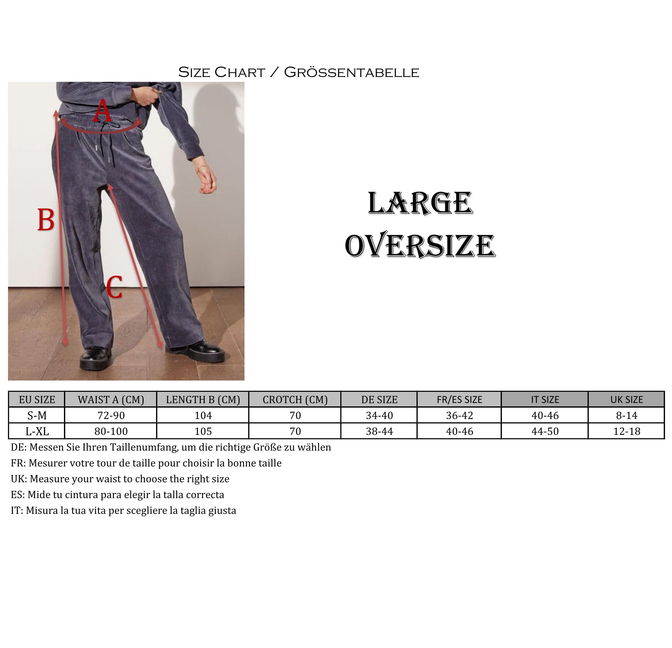 Pantalon Large en Velours Côtelé, Taille Haute Elastique pantalon