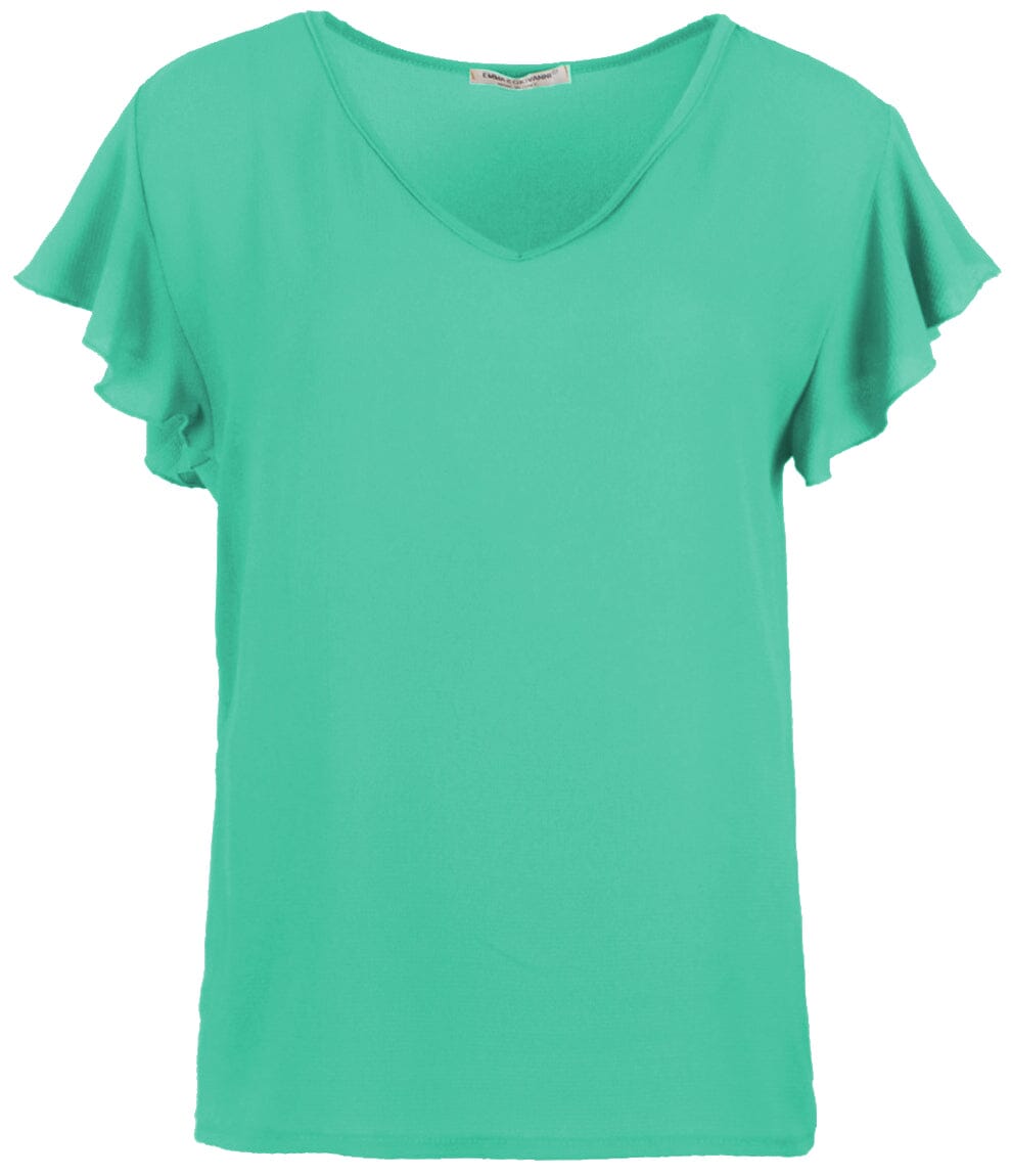 T shirt voile manches froufrou haut