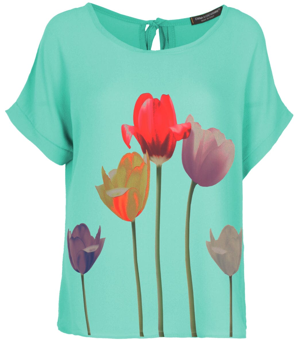 Haut voile imprimé Tulipe haut