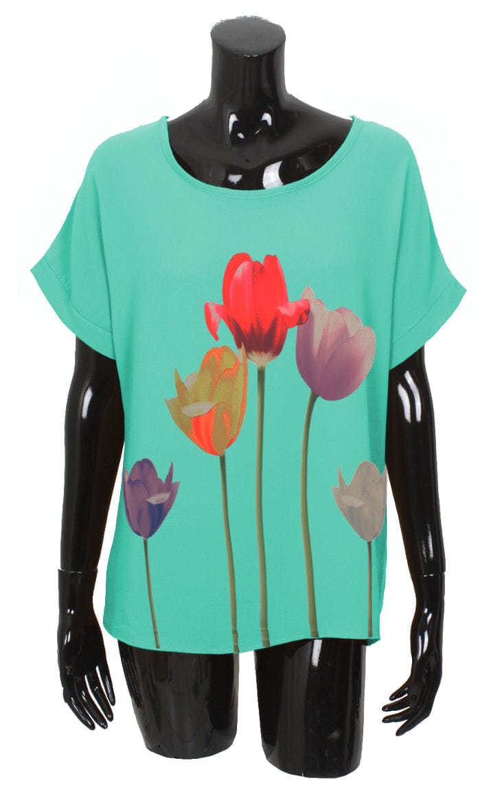 Haut voile imprimé Tulipe haut