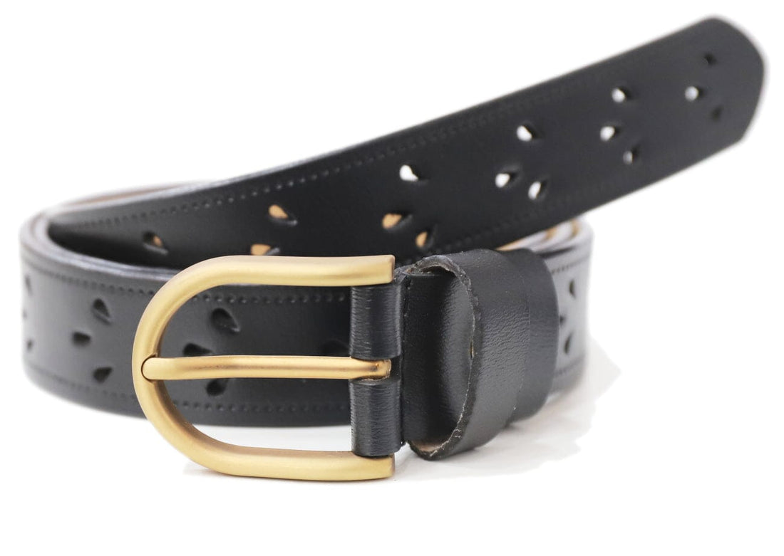 Ceinture Vintage Cuir Creuse Fleur Longueur Ajustable (Made in France) - Femme ceinture