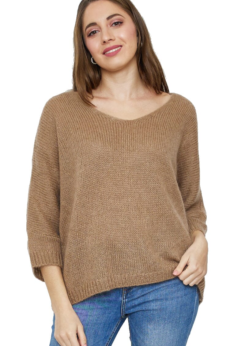 Pull tricoté mélange Mohair, Manches 3/4 (Taille Unique 38 à 44) pull