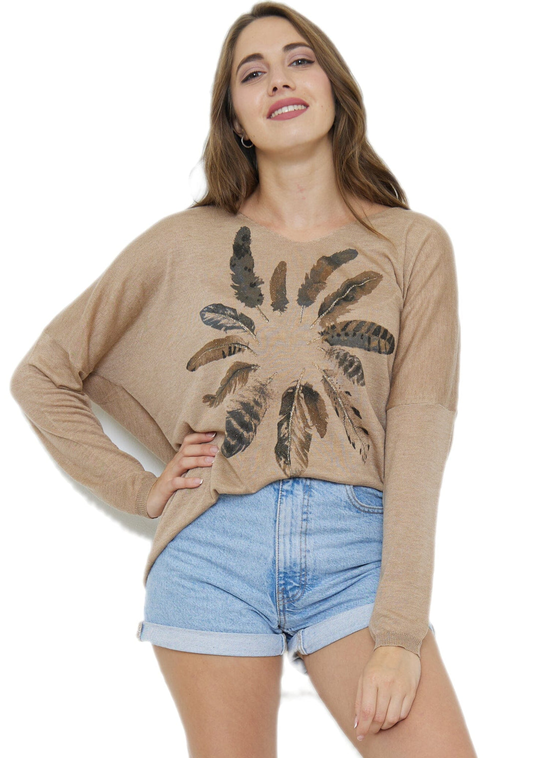 Pull à Col V mélange Laine Tricots (Taille Unique Convient pour 38 au 48) pull