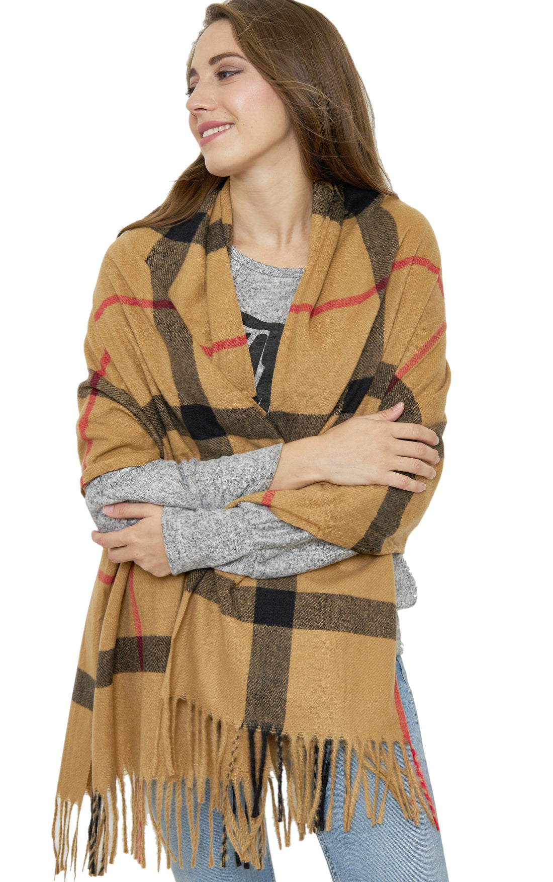 Grande Etole à Carreaux Mélange Cachemire Chaud foulard