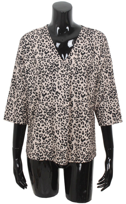 T shirt manches 3/4 motif léopard haut 