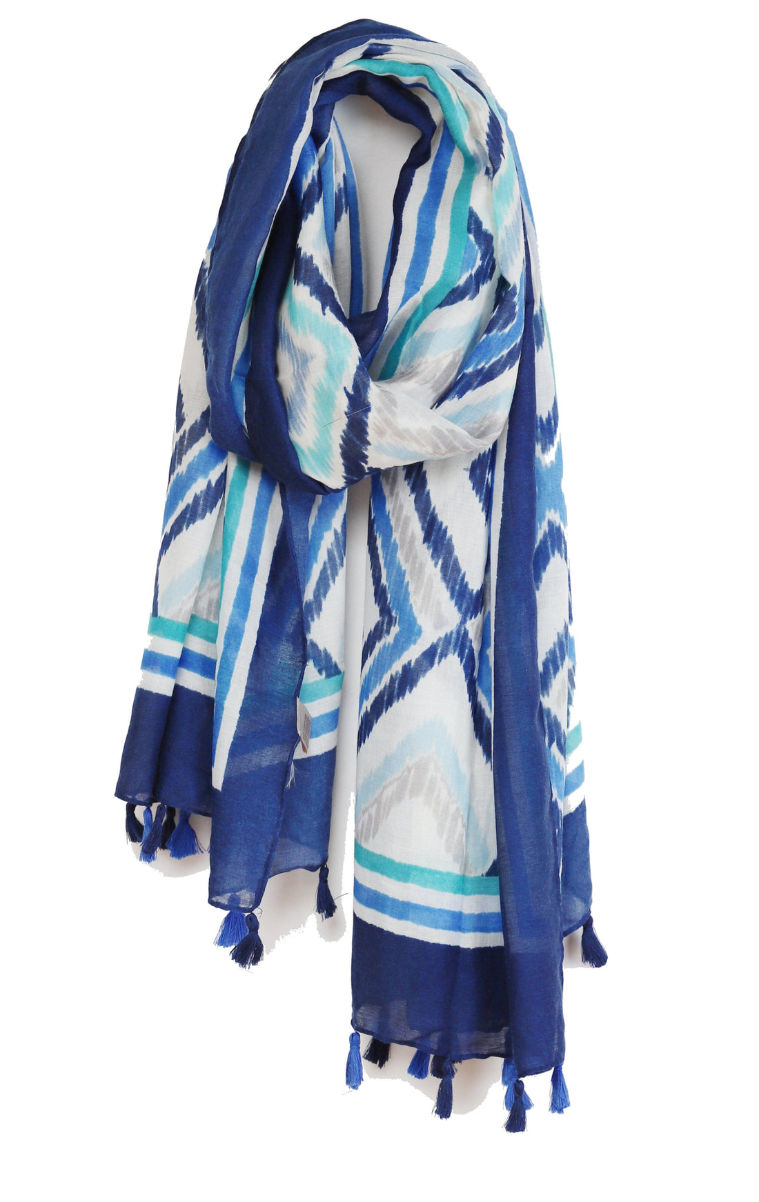 Echarpe avec franges Bleu foulard 