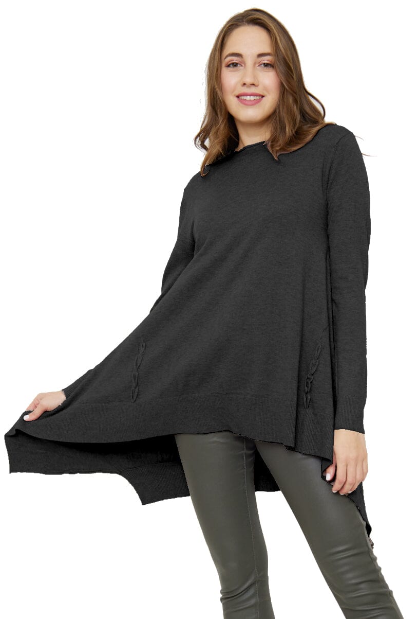 Pull Tricot irrégulier, Manches Longues Chandail (Taille Unique 38-44) pull