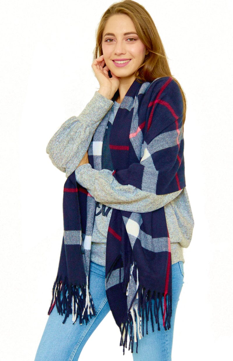 Grande Echarpe à Carreaux Mélange Cachemire Chaud foulard