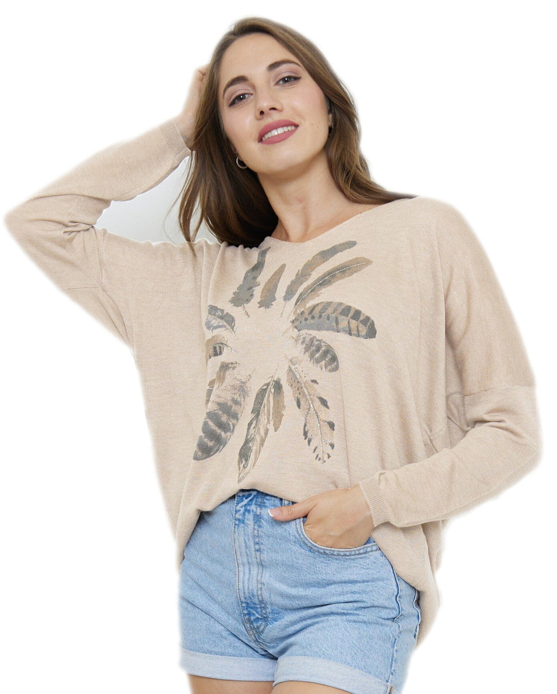Pull à Col V mélange Laine Tricots (Taille Unique Convient pour 38 au 48) pull