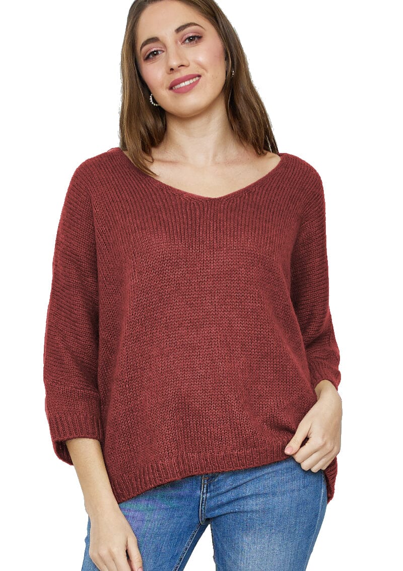 Pull tricoté mélange Mohair, Manches 3/4 (Taille Unique 38 à 44) pull 