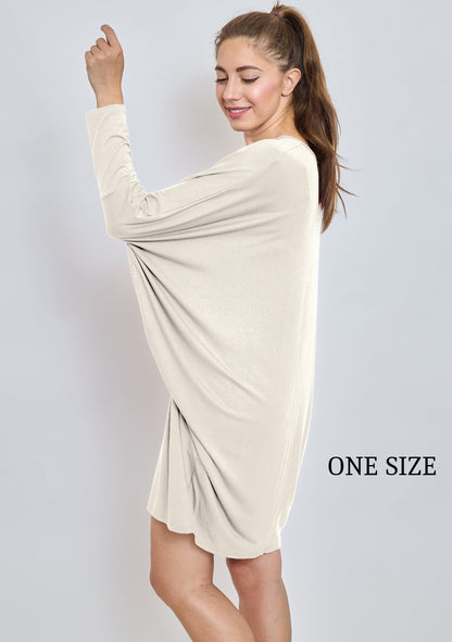 Tunique Robe Manche Longue Oversize Taille Unique - Femme Robe 