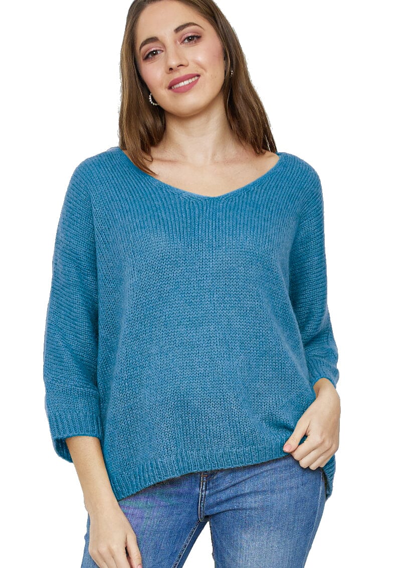 Pull tricoté mélange Mohair, Manches 3/4 (Taille Unique 38 à 44) pull