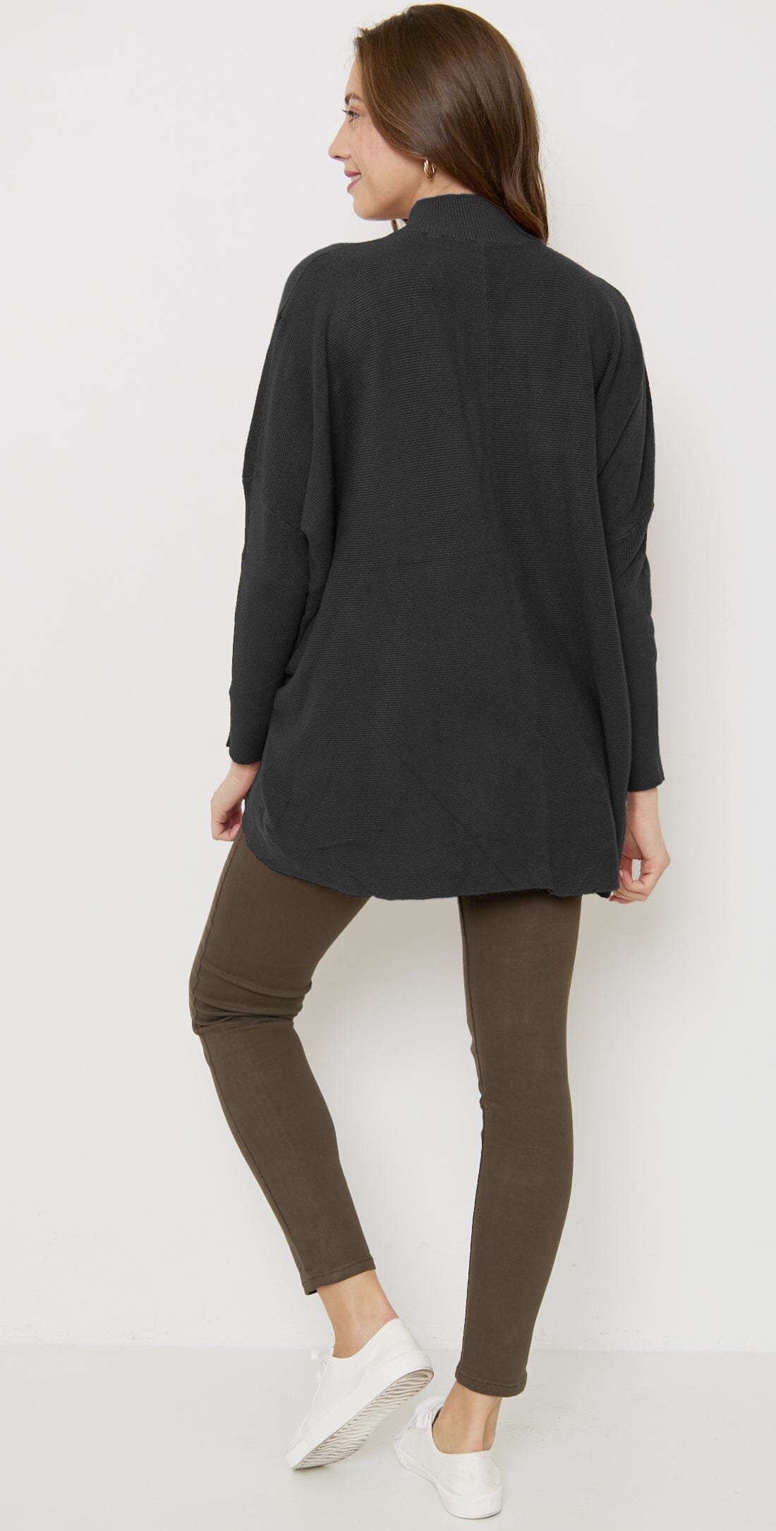 Pull Asymétrique avec col Haut en Tricots (Taille Unique 38-46) - Femme pull 