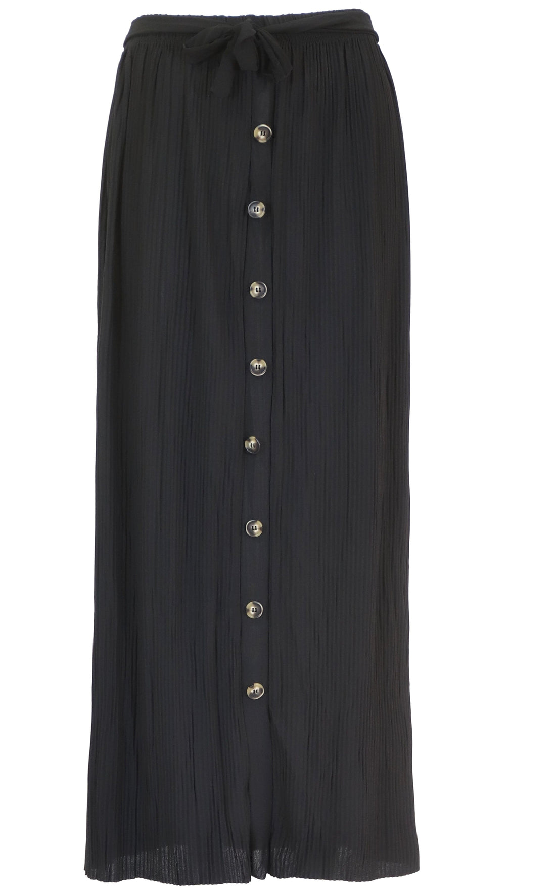Jupe Plissée à Faux Boutons Taille Elastiquée Réglable par des Liens jupe