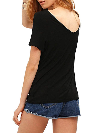 Tee shirt femme croisé sur le devant haut 