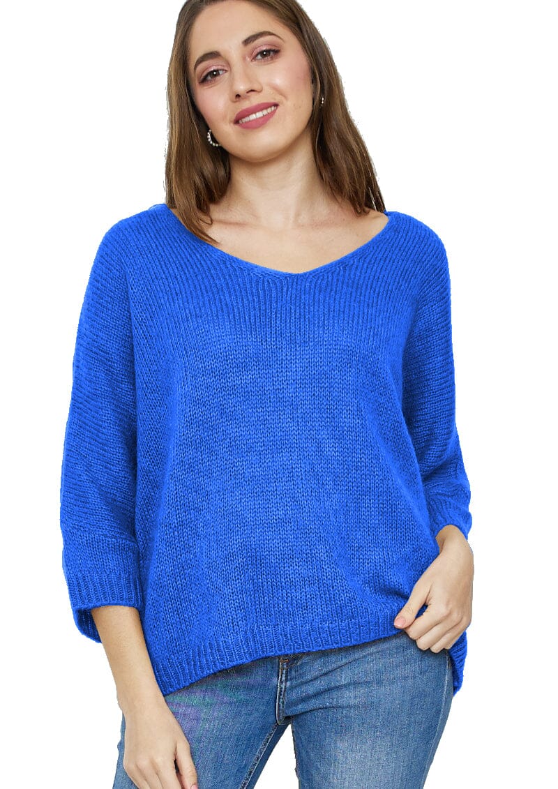 Pull tricoté mélange Mohair, Manches 3/4 (Taille Unique 38 à 44) pull