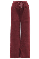 Pantalon Large en Velours Côtelé, Taille Haute Elastique pantalon 