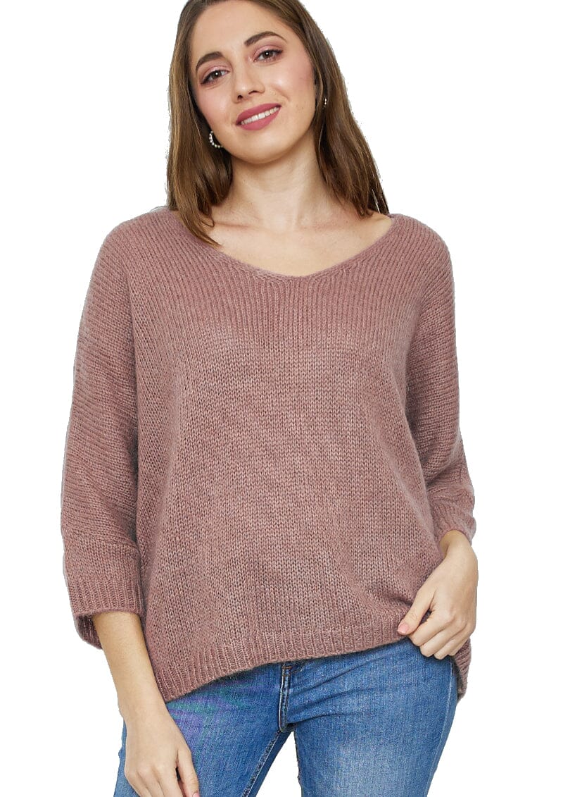 Pull tricoté mélange Mohair, Manches 3/4 (Taille Unique 38 à 44) pull