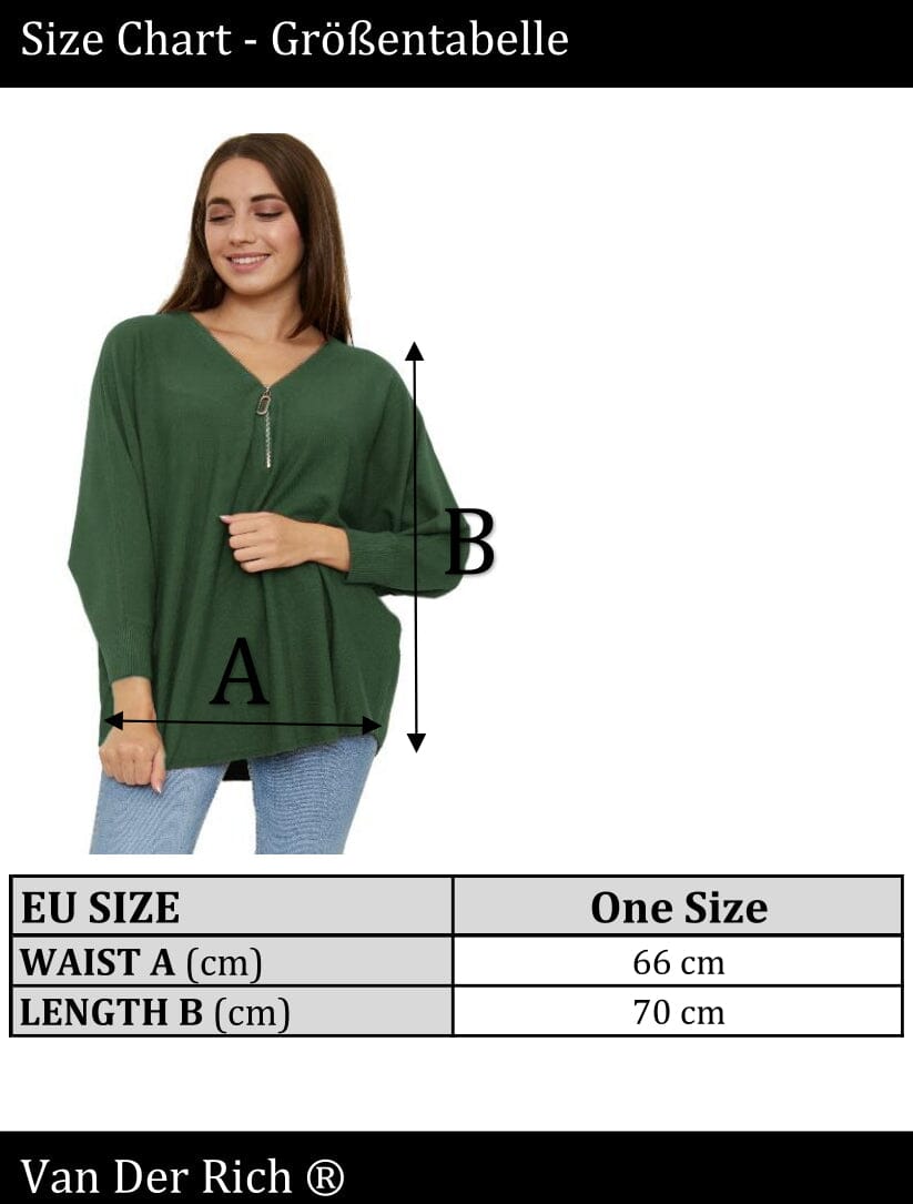 Pull col Zippé Manches Longues Tricots, Grande Taille (Taille Unique 40-48) pull 