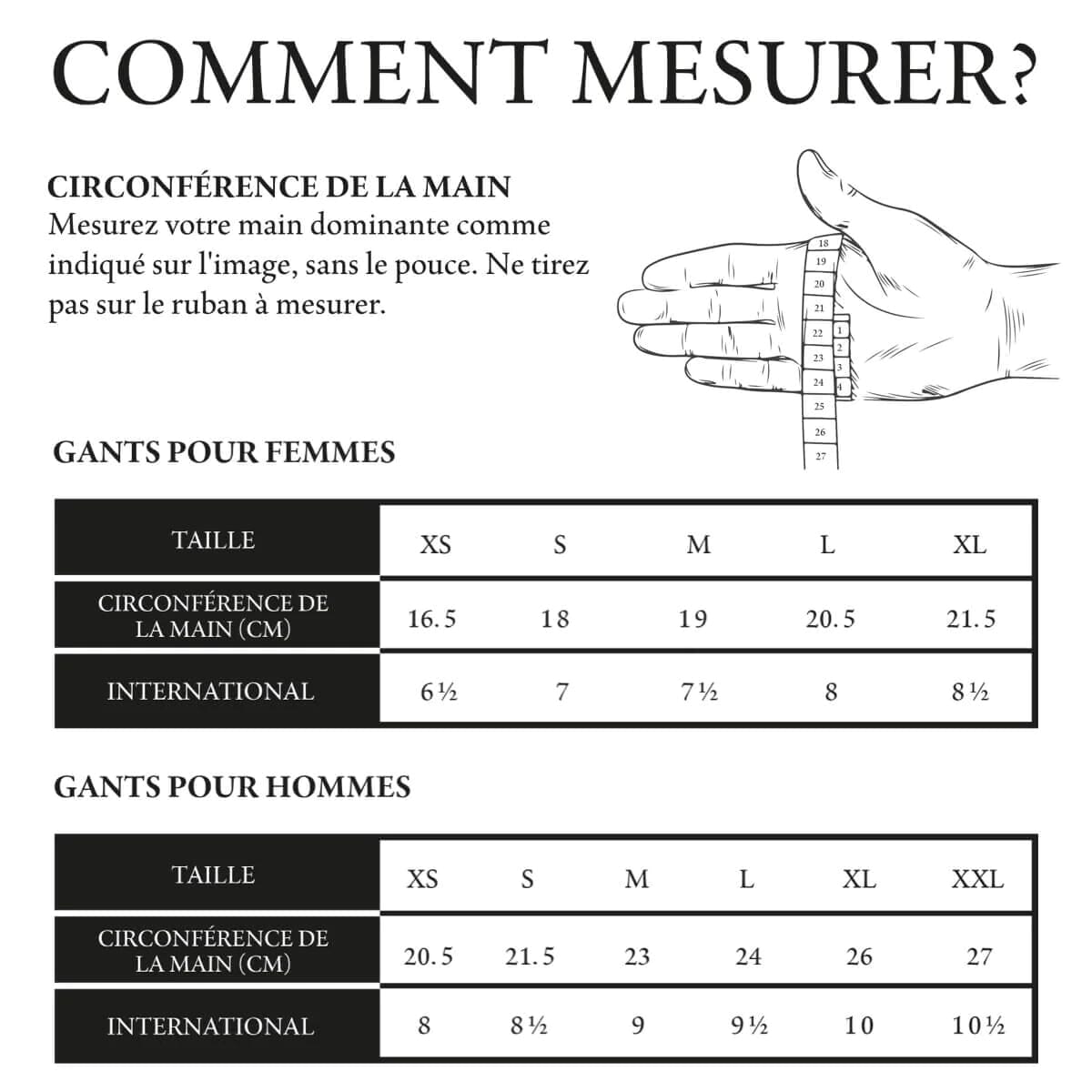 Moufles en Cuir Doublure intérieure Gant 